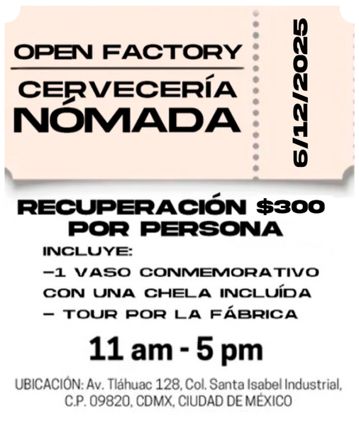 BOLETO OPEN FACTORY CERVECERÍA NÓMADA 2025