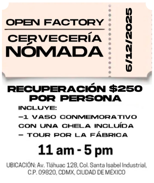 (PREVENTA) BOLETO OPEN FACTORY CERVECERÍA NÓMADA 2025